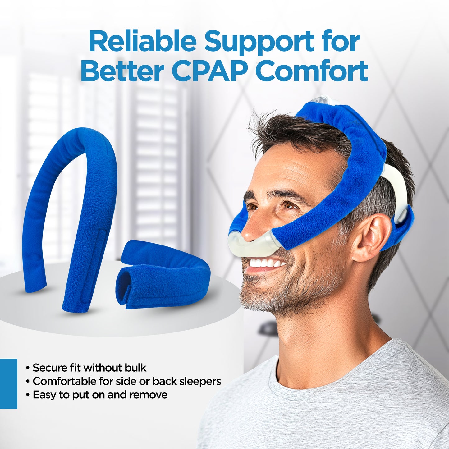 resplabs CPAP Strap Covers for DreamWear Headgear – Includes Front & Back Cushions – Reusable CPAP Mask Comfort Pads Compatible with Philips Respironics – Reduces Strap Marks