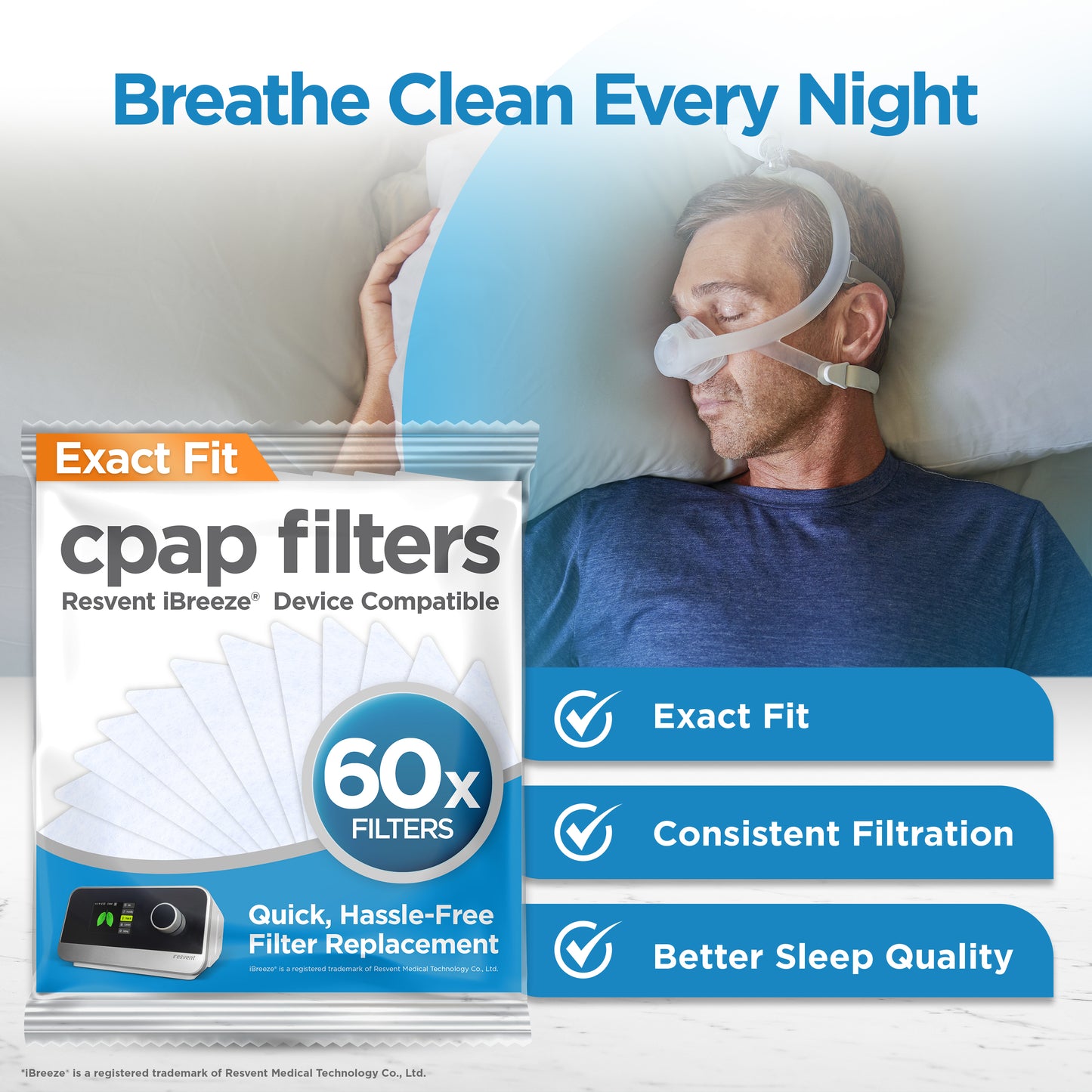 resplabs® CPAP Filters Compatible with Resvent iBreeze CPAP and BiPAP Machines