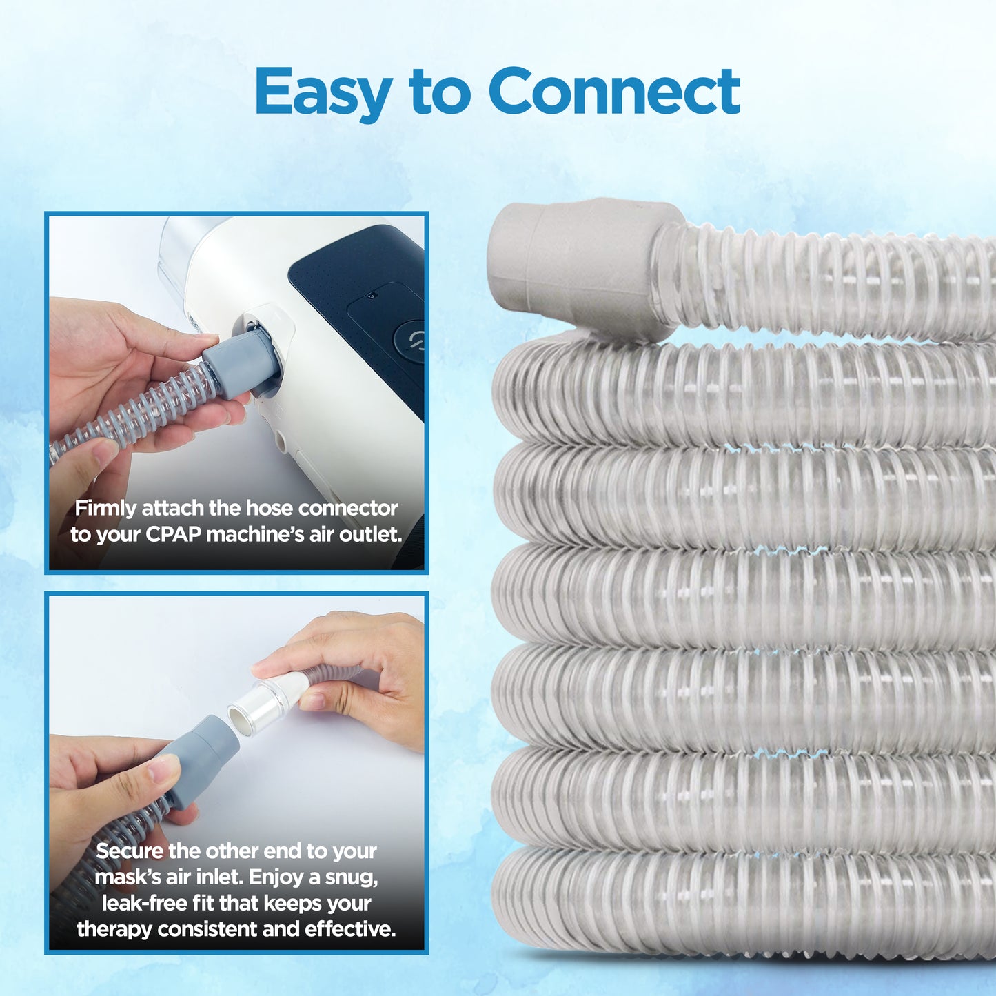 resplabs® CPAP Hose - Slim 10 Foot Universal CPAP Tubing Replacement