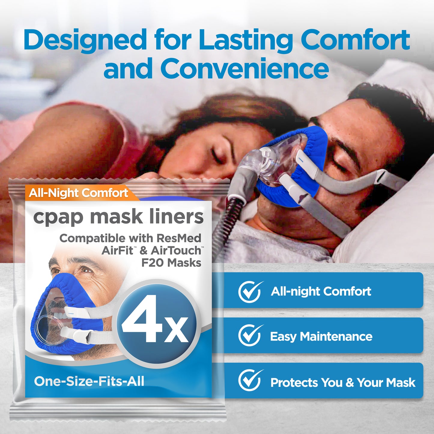 resplabs® CPAP Mask Liners Compatible with the ResMed AirFit & AirTouch F20 Full Face CPAP Mask