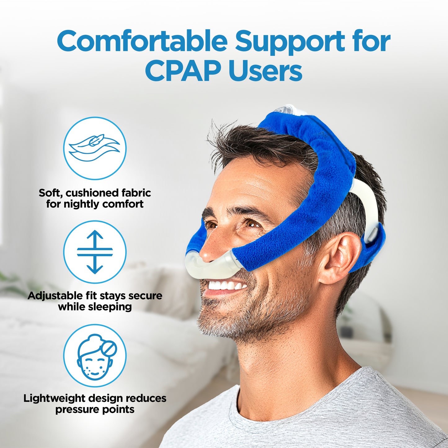 resplabs CPAP Strap Covers for DreamWear Headgear – Includes Front & Back Cushions – Reusable CPAP Mask Comfort Pads Compatible with Philips Respironics – Reduces Strap Marks