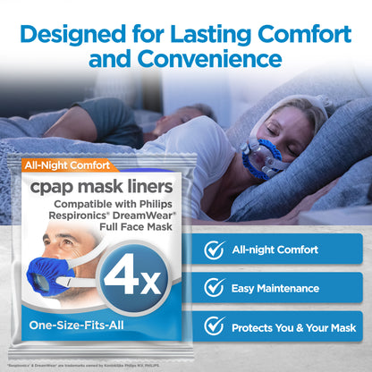 resplabs CPAP Mask Liners Compatible with DreamWear Full Face CPAP Masks - Soft Reusable Comfort Covers