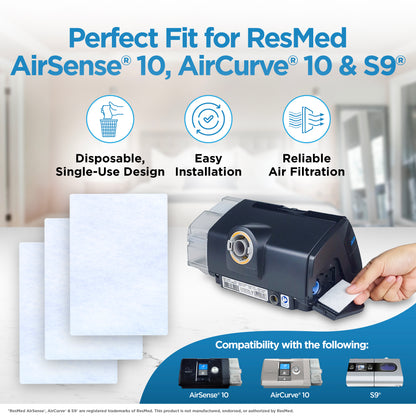 resplabs® CPAP Filters Compatible with the ResMed AirSense, AirCurve 10, S9 CPAP and BiPAP Machines