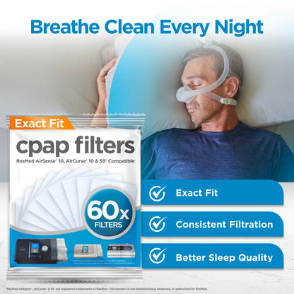 resplabs® CPAP Filters Compatible with the ResMed AirSense, AirCurve 10, S9 CPAP and BiPAP Machines