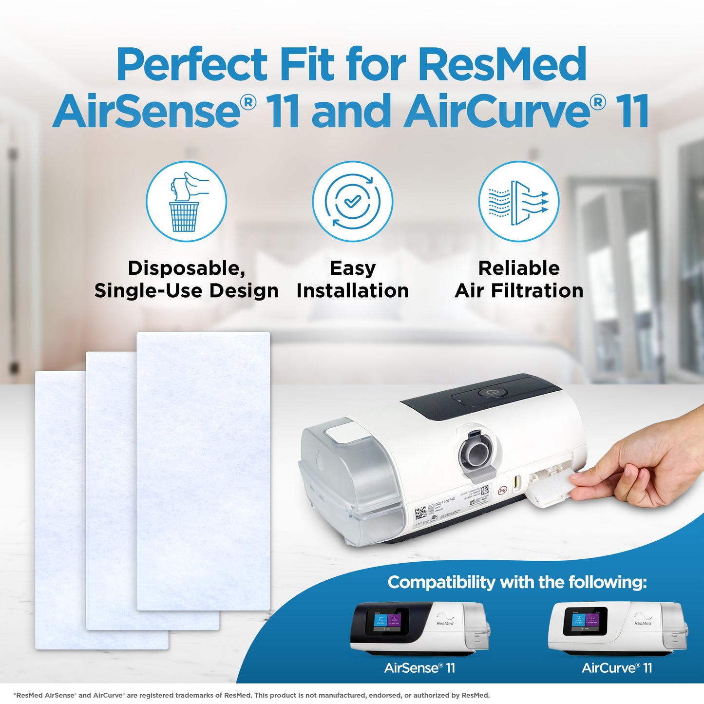 resplabs® CPAP Filters Compatible with The ResMed AirSense 11 CPAP and BiPAP Machines