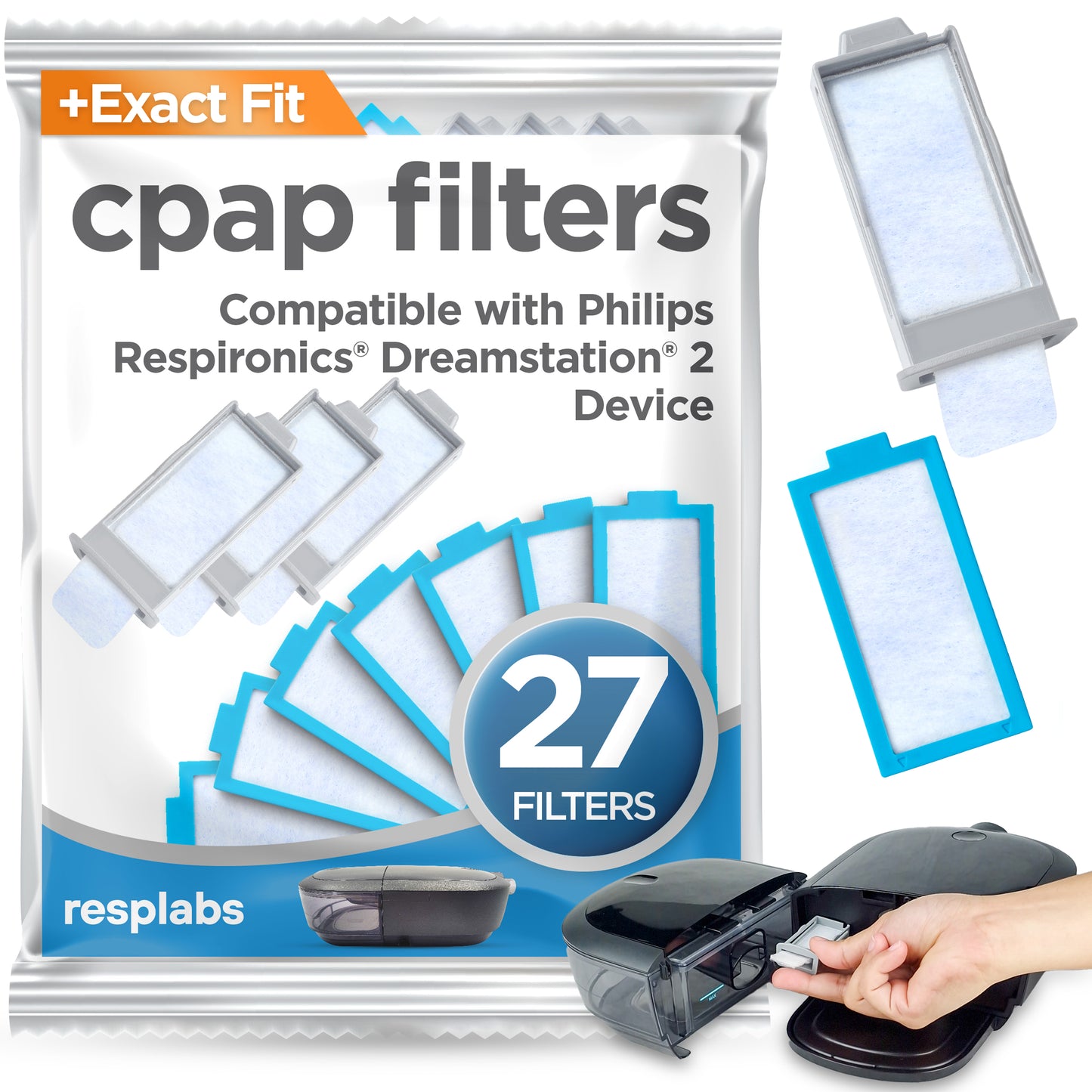 resplabs® CPAP Filters Compatible with The Philips Respironics DreamStation 2 CPAP and BiPAP Machines