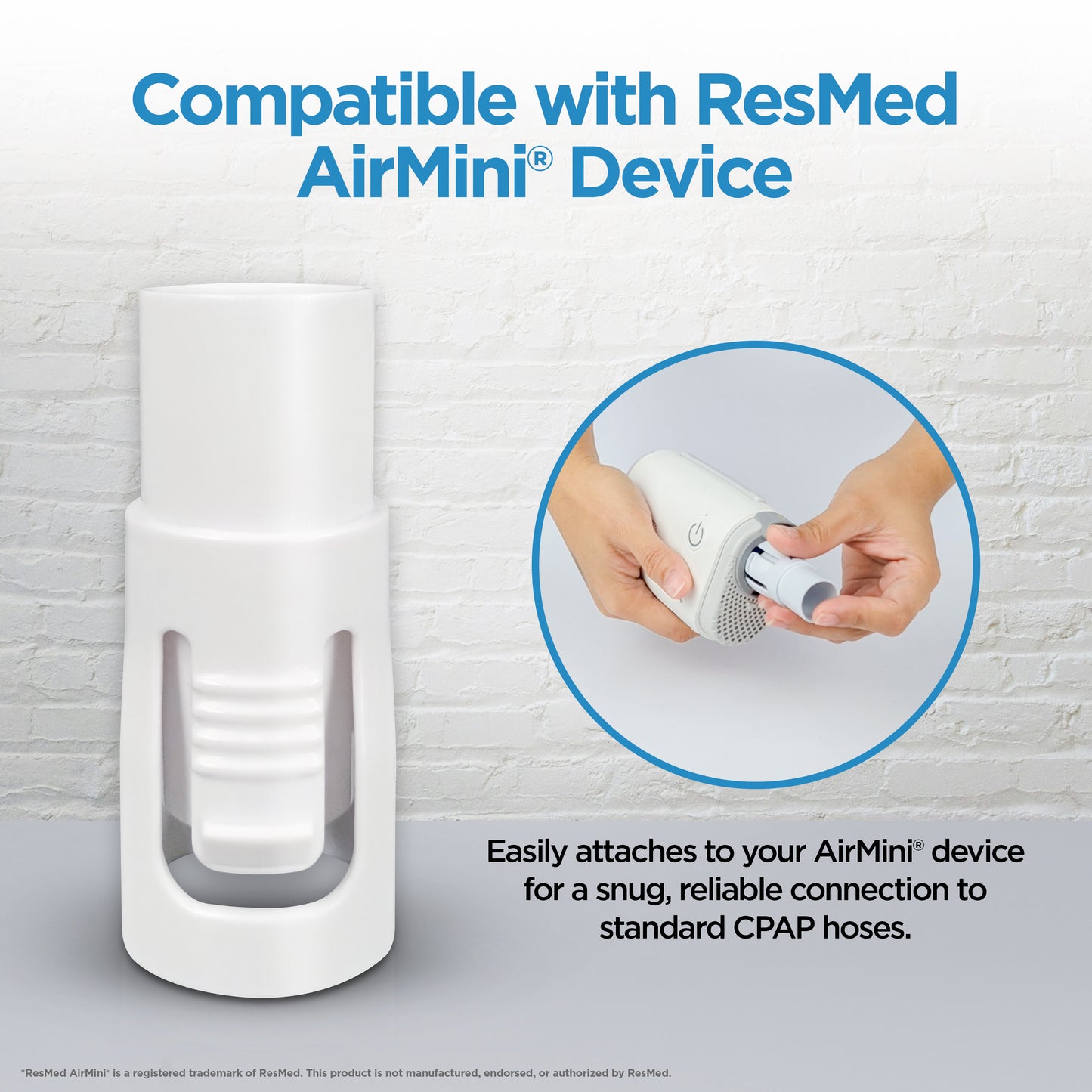 resplabs CPAP Hose Adapter - ResMed AirMini Compatible Universal Tubing Connector - 1 Pack