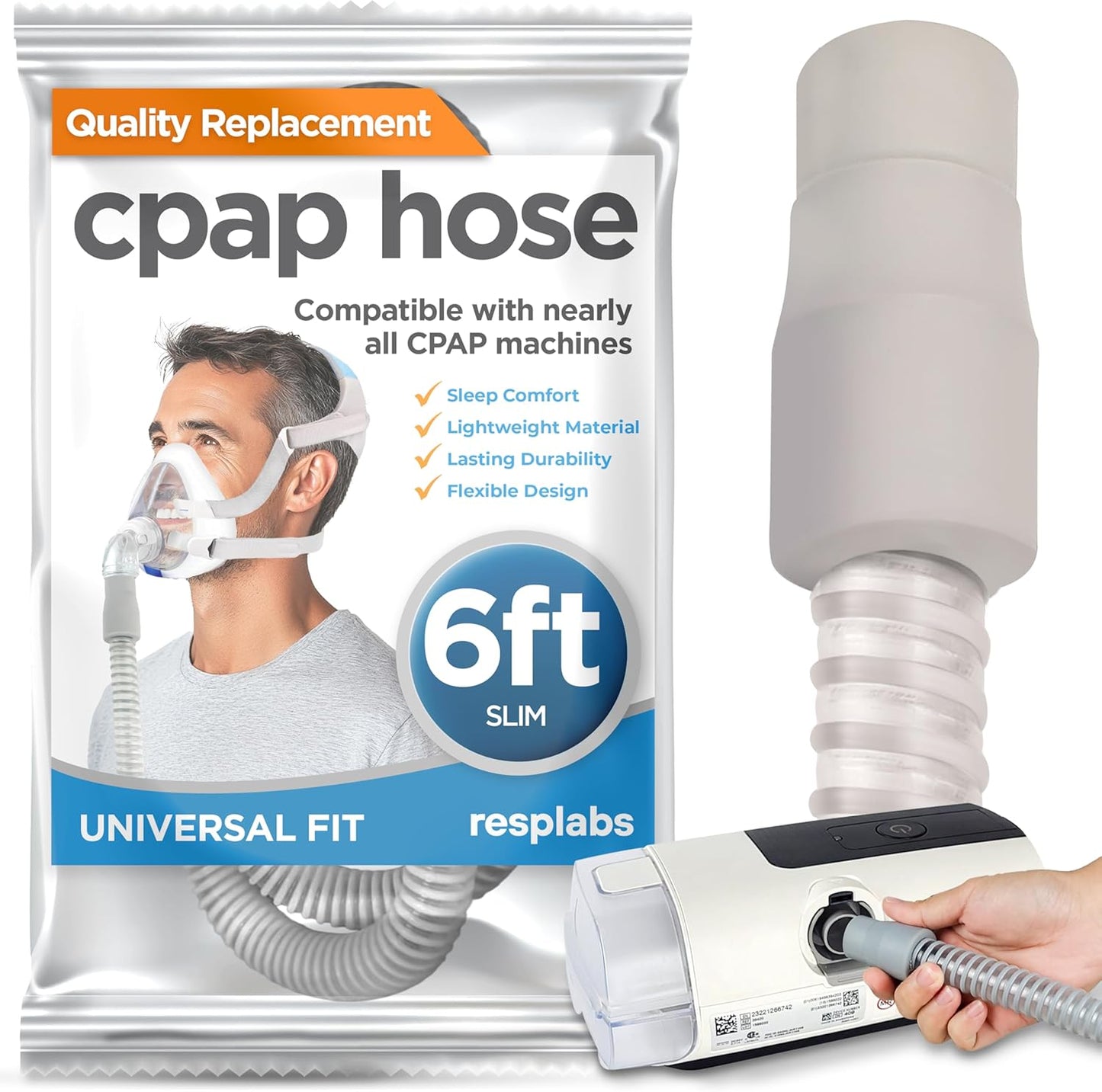 resplabs® CPAP Hose - Slim 6 Foot Universal CPAP Tubing Replacement