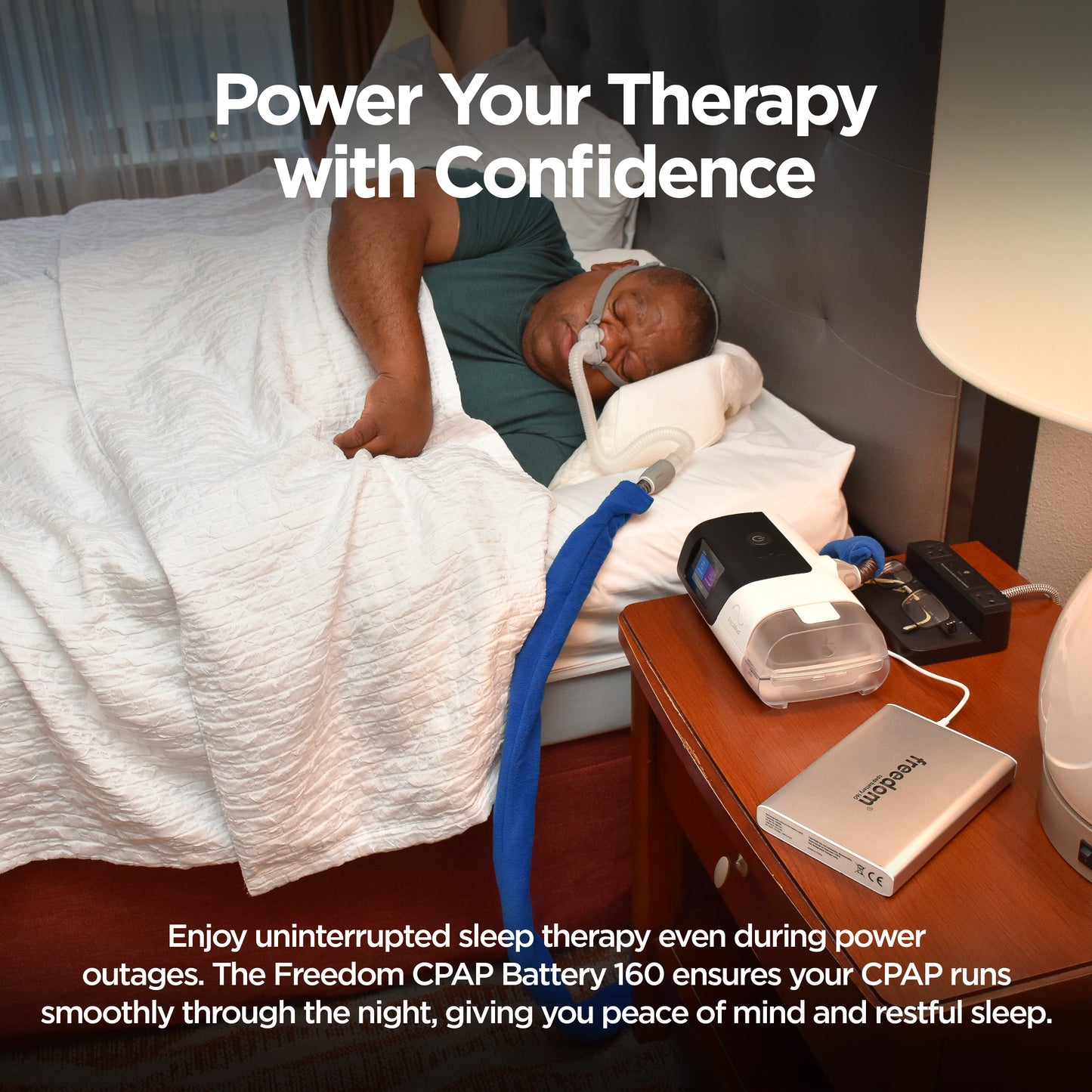 Freedom CPAP Battery Backup Power Supply, 160 Watt Hour, for Camping, Airline Travel & Power Outages