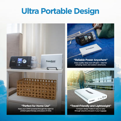 Freedom CPAP Battery Backup Power Supply, 160 Watt Hour, for Camping, Airline Travel & Power Outages