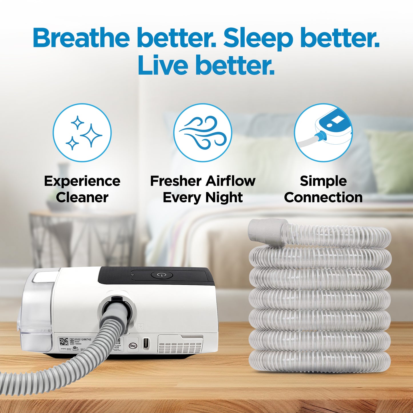 resplabs® CPAP Hose - Slim 10 Foot Universal CPAP Tubing Replacement