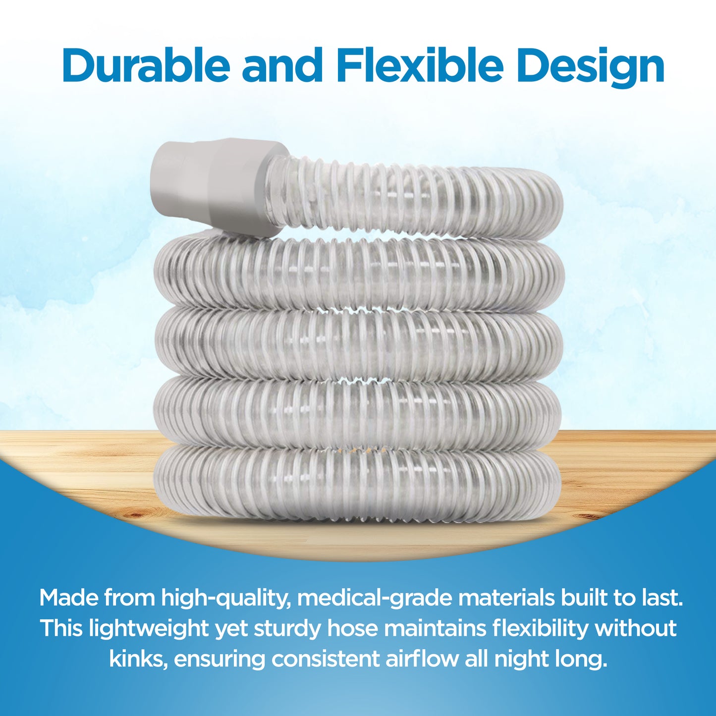 resplabs CPAP Hose 6 Foot Standard CPAP Tubing Replacement, Non-Heated Universal Fit for CPAP and BiPAP Machines (Gray, Pack of 3)