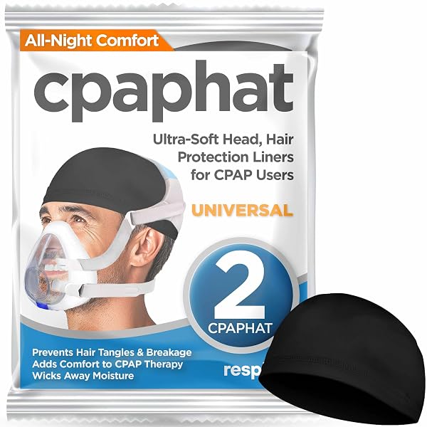 cpaphat CPAP Headgear Liner, Black, 2 pack